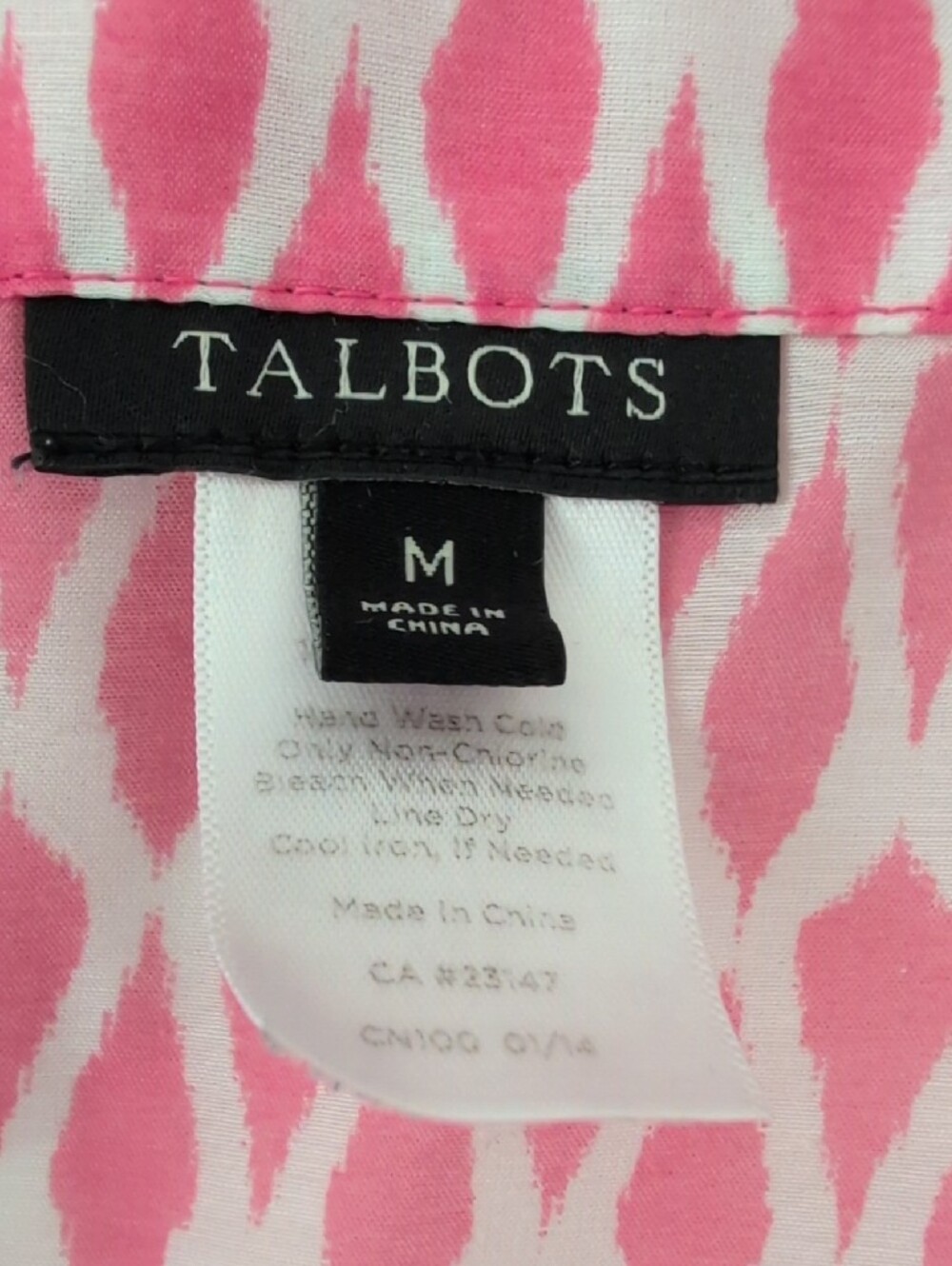 Talbots Pink Geometric V-Neck Cinched Drawstring Tunic Swim Cover-up Sz Medium - Picture 2 of 5